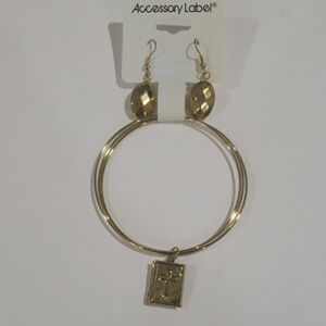 Gold tone Layered, Cross Charm Bangle Bracelets with Earrings - Women's Jewelry